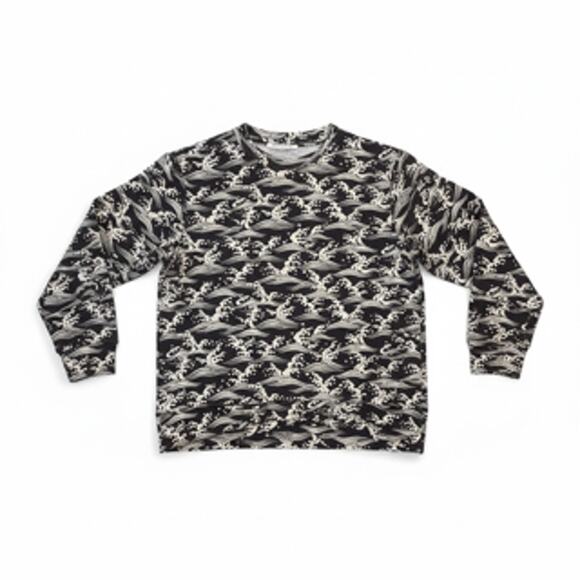 Sandro Blue & White Print Sweatshirt Small - Picture 2 of 4